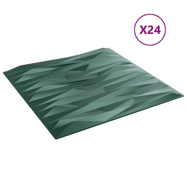 vidaXL V&auml;ggpaneler 24 pcs Stone Gr&ouml;n 50 x 50 cm XPS Skum
