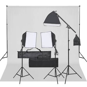 vidaXL Fotostudio med lampor och bakgrund