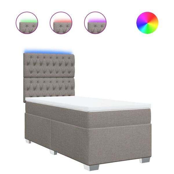 vidaXL Rams&auml;ng med madrass taupe 90x190 cm tyg