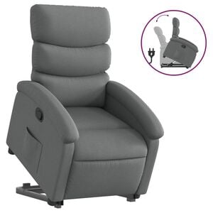 vidaXL Reclinerf&aring;t&ouml;lj med uppresningshj&auml;lp m&ouml;rkgr&aring; tyg