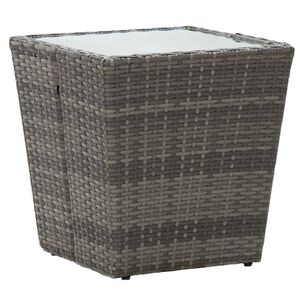 vidaXL Tebord gr&aring; 41,5x41,5x43 cm konstrotting och h&auml;rdat glas