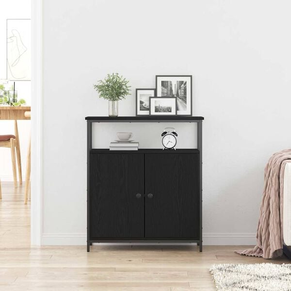 vidaXL Sideboard Svart Ek 70 x 30 x 80 cm Konstruerat tr&auml;