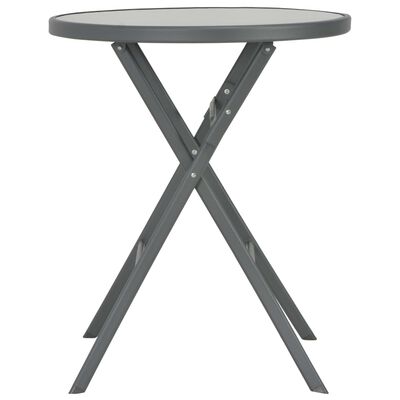 vidaXL Hopfällbart cafébord grå 60x70 cm glas och stål