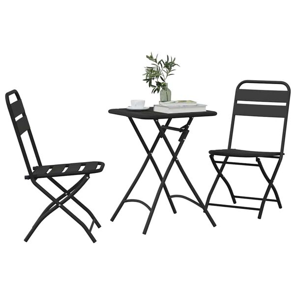 vidaXL Bistroset 3 pcs Antracit Stål