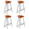 vidaXL Barstolar 4 st brun äkta läder