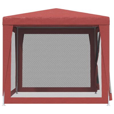 vidaXL Partytält med 4 sidoväggar i nät 2,5x2,5 m HDPE röd