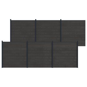 vidaXL St&auml;ngselpanel 6 pcs WPC och aluminium Svart