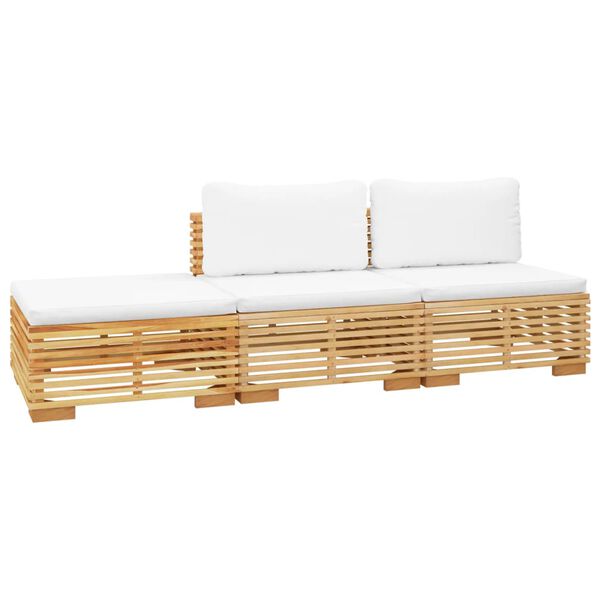 vidaXL Loungegrupp f&ouml;r tr&auml;dg&aring;rden med dynor 3 delar massiv teak