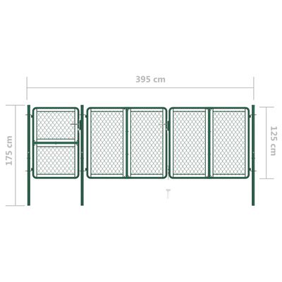 vidaXL Trädgårdsgrind stål 125x395 cm grön