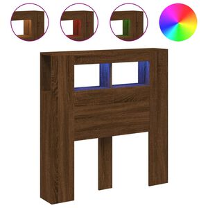 vidaXL S&auml;nggavel LED brun ek 100x18,5x103,5 cm konstruerat tr&auml;
