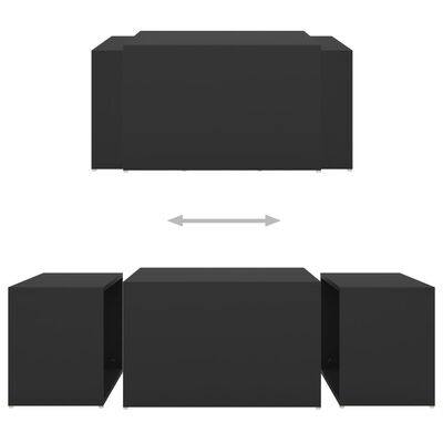 vidaXL Soffbord 3 delar svart 60x60x38 cm spånskiva