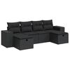 vidaXL Loungegrupp med dynor 6 delar svart konstrotting