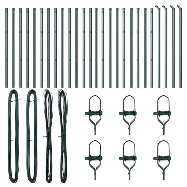 vidaXL Stängselstolpe Övrigt 26 pcs Grön 3,2 x 3,2 x 100 cm Stål