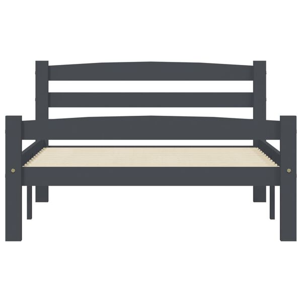 vidaXL Sängram med 2 lådor mörkgrå massiv furu 100x200 cm
