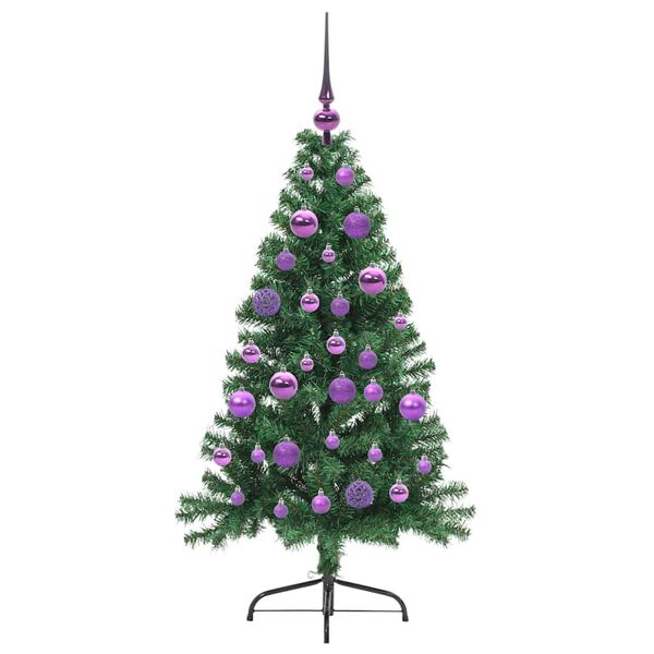 vidaXL Konstgjord F&ouml;rbelyst Julgran med 150 LED-lampor Gr&ouml;n 120 cm PVC