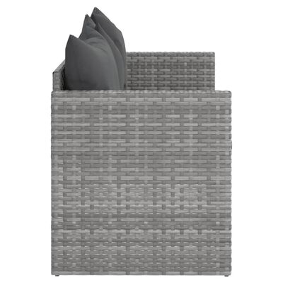 vidaXL Loungesoffa 3-sits med dynor grå konstrotting