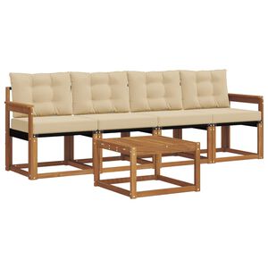 vidaXL Utomhussoffset med kudde 5 pcs Naturlig och Beige
