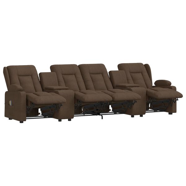 vidaXL Massagefåtölj med kopphållare 4-sits brun tyg