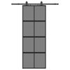 vidaXL Skjutd&ouml;rr med beslag svart 76x205 cm h&auml;rdat glas