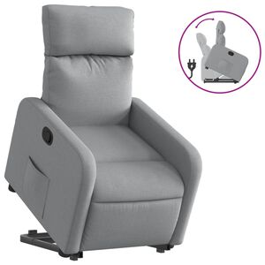 vidaXL Reclinerf&aring;t&ouml;lj med uppresningshj&auml;lp ljusgr&aring; tyg