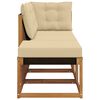 vidaXL Modulsoffa utomhus med kudde 3 Stycke Naturlig och Beige