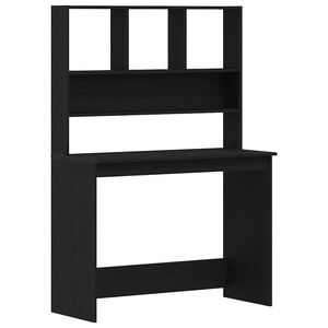 vidaXL Skrivbord med hyllor svart ek 102x45x148 cm konstruerat tr&auml;