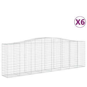 vidaXL Gabioner b&aring;gformade 6 st 400x50x120/140 cm galvaniserat j&auml;rn