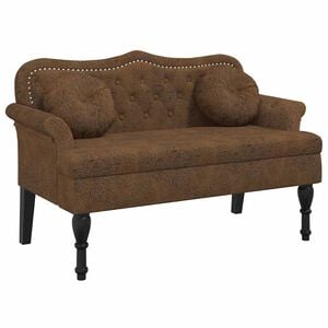 vidaXL B&auml;nk med kuddar brun 120,5x65x75 cm konstl&auml;der