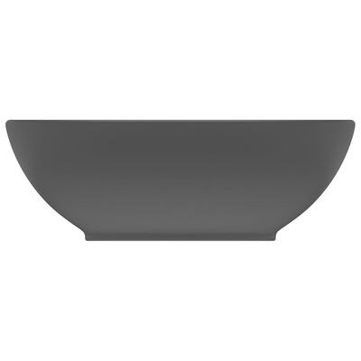 vidaXL Lyxigt ovalt handfat matt mörkgrå 40x33 cm keramik