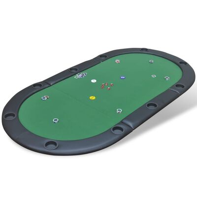 vidaXL Pokerbord hopfällbart för 10 spelare med dealerplats grön