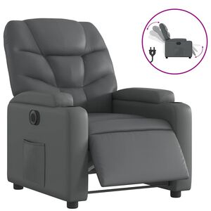 vidaXL Elektrisk reclinerf&aring;t&ouml;lj gr&aring; konstl&auml;der