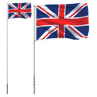 vidaXL Storbritanniens flagga och flaggstång 5,55 m aluminium