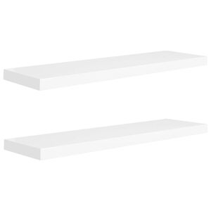 vidaXL Sv&auml;vande v&auml;gghyllor 2 st vit 90x23,5x3,8 cm MDF