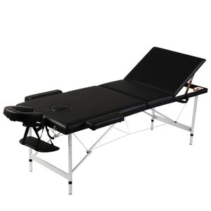 vidaXL Hopf&auml;llbar massageb&auml;nk med 3 sektioner aluminiumram svart