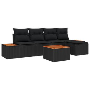 vidaXL Tr&auml;dg&aring;rdsoffset 6 st Svart Poly rattan
