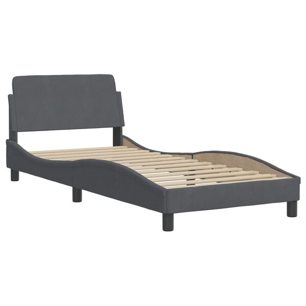 vidaXL Bed with Mattress Dark Grey 90x200 cm Velvet