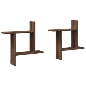 vidaXL V&auml;gghyllor 2 st brun ek 50x12x50 cm konstruerat tr&auml;