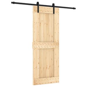 vidaXL Skjutd&ouml;rr Naturlig och svart 80 x 210 cm Massiv furutr&auml;d&ouml;rr