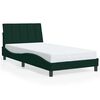 vidaXL Bed Frame with LED without Mattress "Hanko" Dark Green 100x200 cm Velvet