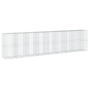 vidaXL Gabionkorg med skydd 850x100x200 cm galvaniserat j&auml;rn