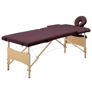 vidaXL Hopf&auml;llbar massageb&auml;nk 2 sektioner tr&auml; m&ouml;rklila