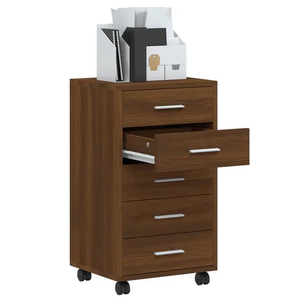 vidaXL L&aring;dsk&aring;p med hjul brun ek konstruerat tr&auml;