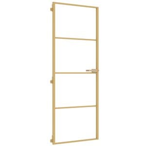 vidaXL Innerd&ouml;rr guld 76x201,5 cm h&auml;rdat glas och aluminium slim