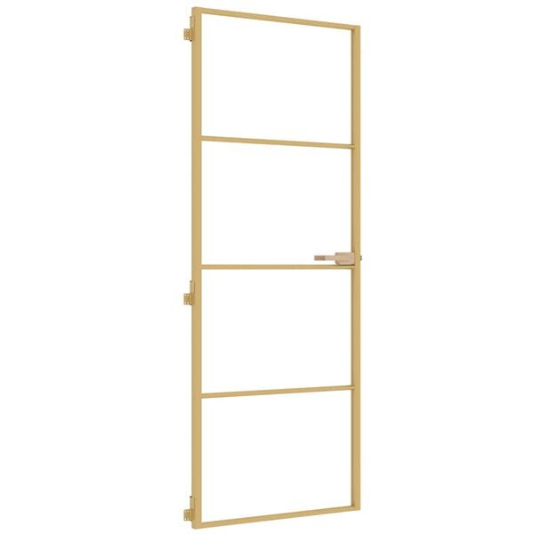vidaXL Innerd&ouml;rr guld 76x201,5 cm h&auml;rdat glas och aluminium slim