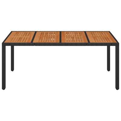 vidaXL Trädgårdsbord med träskiva svart 190x90x75 cm konstrotting