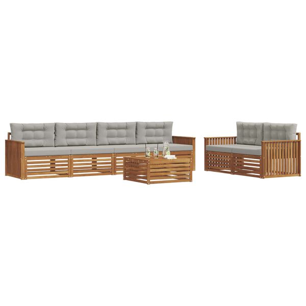 vidaXL Utomhussoffset med kudde 7 pcs Naturlig och Ljus Gr&aring;