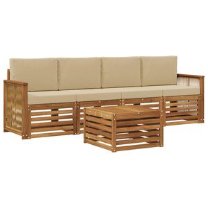 vidaXL Utomhussoffset 5 pcs Naturlig och Beige Massivt Akaciatr&auml;