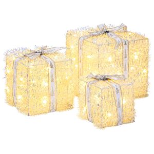 vidaXL Ljusande julklapp 3 st 64 LED-lampor Varmvit