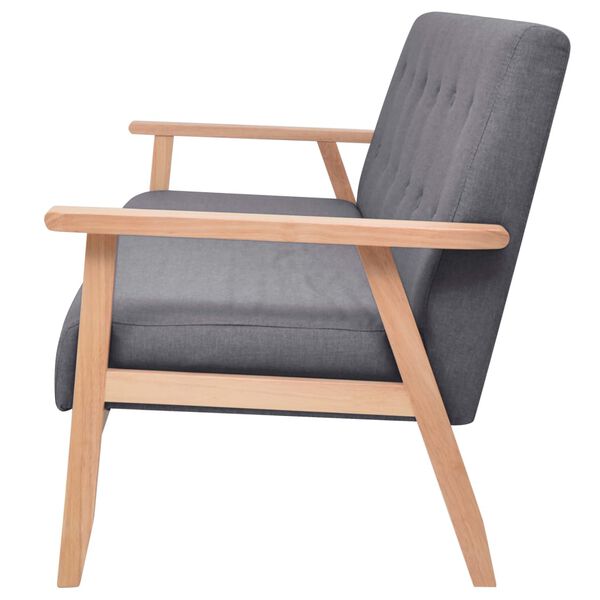 vidaXL Soffgrupp 3 delar tyg mörkgrå