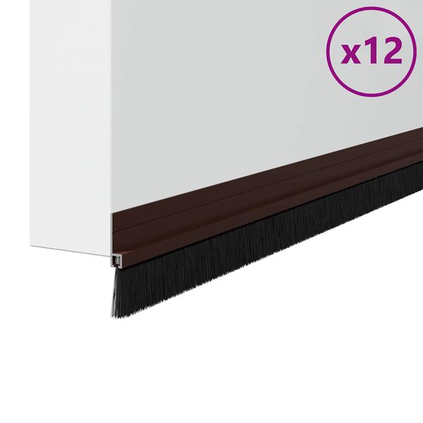vidaXL Sj&auml;lvh&auml;ftande d&ouml;rrborstlist 12 pcs Brun 100 cm